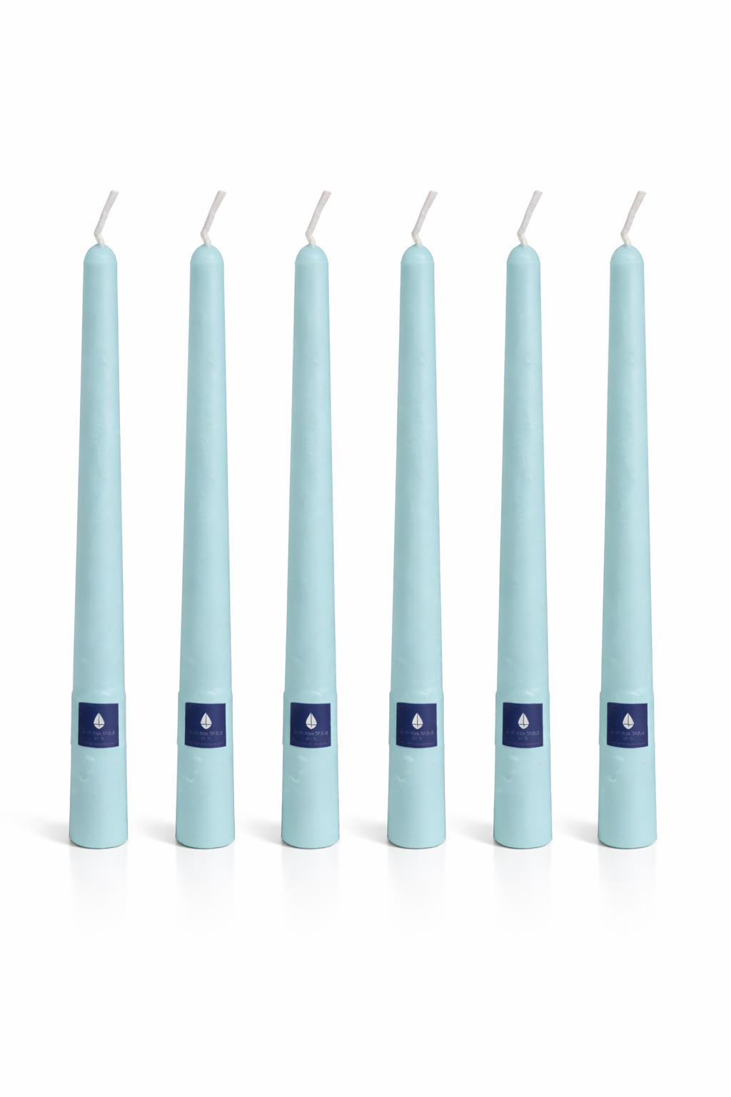 Pack de 6 velas cónicas Áurea Magna Azul Agua, velas artesanales de alta gama para bodas, eventos y decoración de lujo.