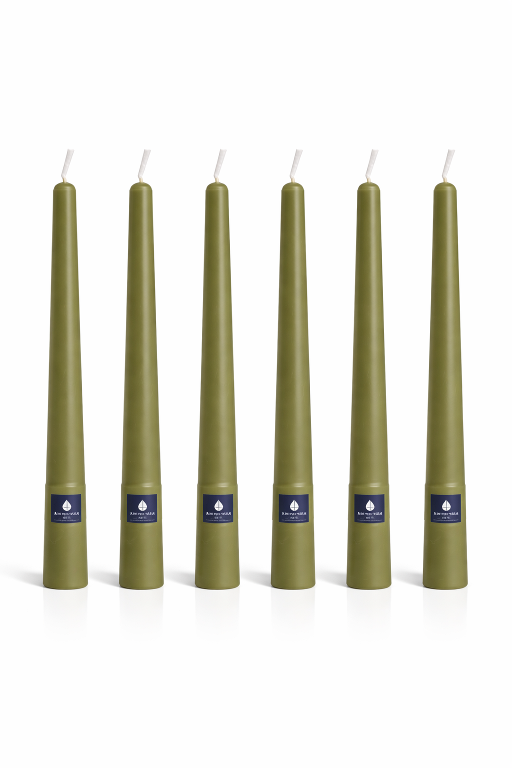 Pack de 6 velas cónicas Áurea Magna Caqui, velas artesanales de alta gama para bodas, eventos y decoración de lujo.