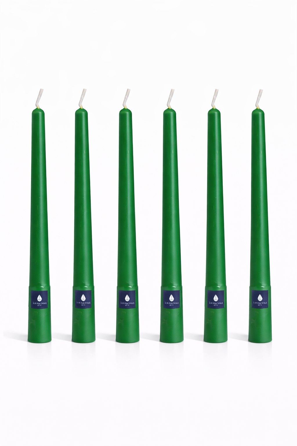 Pack de 6 velas cónicas Áurea Magna Verde Esmeralda, velas artesanales de alta gama para bodas, eventos y decoración de lujo.