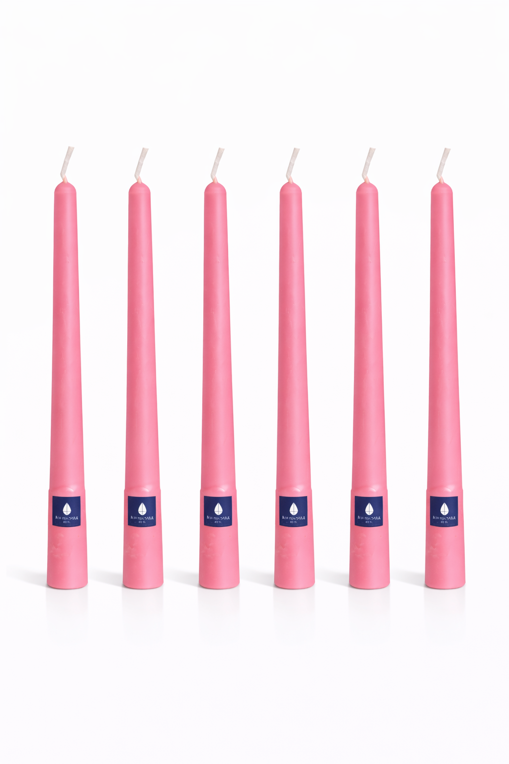 Pack de 6 velas cónicas Áurea Magna Rosa Chicle, velas artesanales de alta gama para bodas, eventos y decoración de lujo.