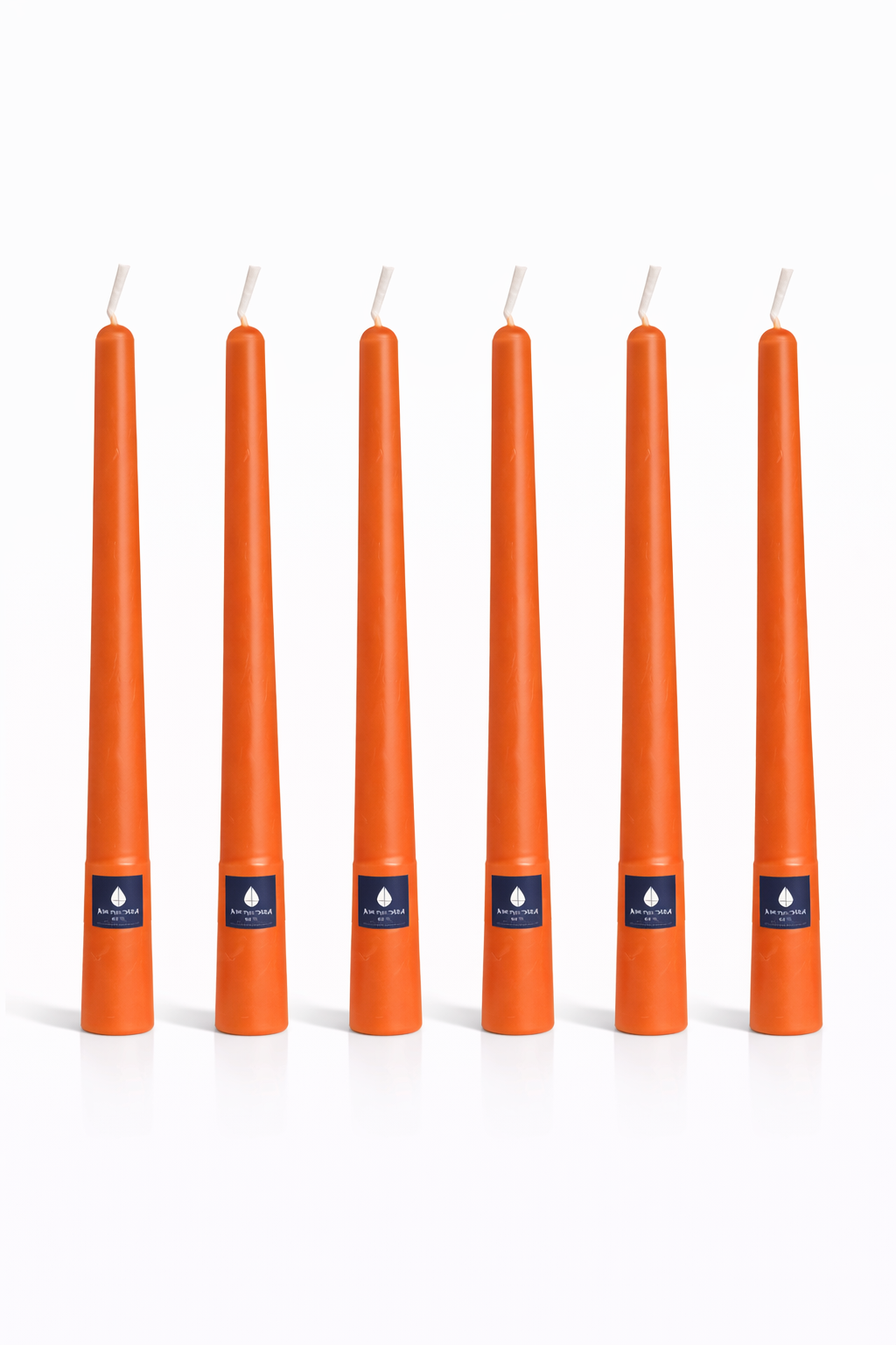 Pack de 6 velas cónicas Áurea Magna Terracota, velas artesanales de alta gama para bodas, eventos y decoración de lujo.