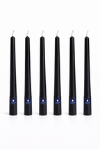 Pack de 6 velas cónicas Áurea Magna Negra, velas artesanales de alta gama para bodas, eventos y decoración de lujo.