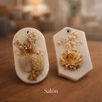 Wax tablets aromáticas para salón hechas con cera de soja ecológica y botánicos secos, ambientador decorativo de lujo para armarios y cajones del hogar, diseño artesanal elegante estilo editorial.