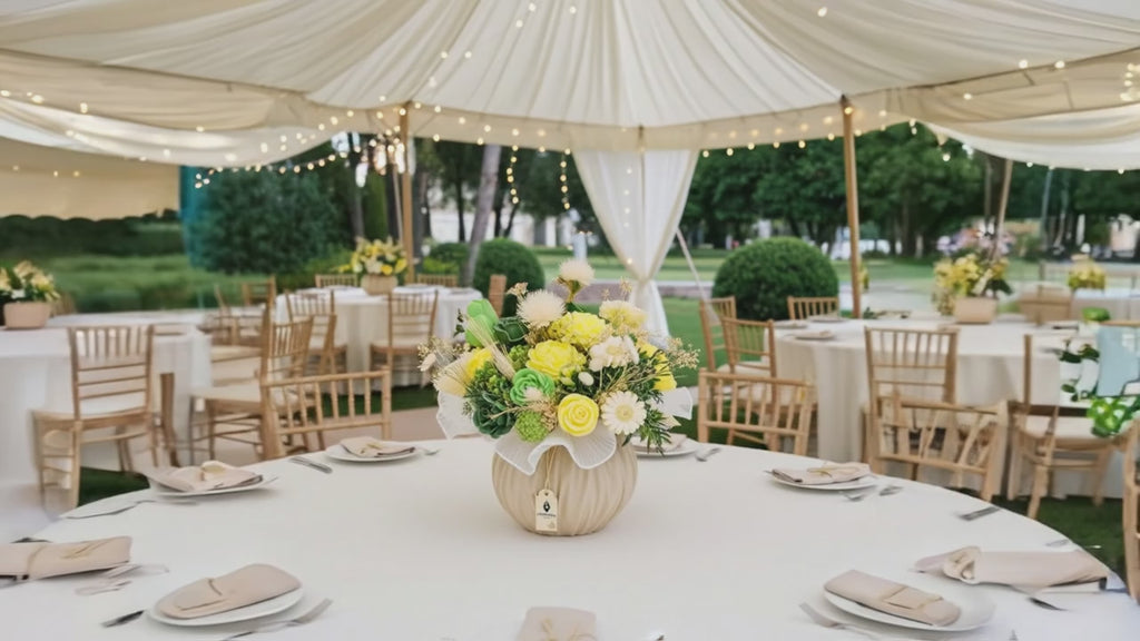 Video mostrando el arreglo floral de cera modelo Malta desde diferentes ángulos.